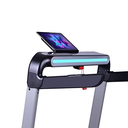 BOUDECH Space 1800 – Cinta de correr eléctrica 1800 W plegable ultra plana con pantalla táctil, soporte para iPad, altavoces Bluetooth, App System cardíaco, color negro
