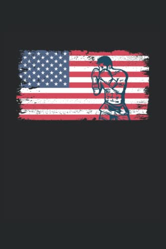 Boxeo América Bandera Boxer: Cuaderno | Cuadriculado | A cuadros (6 "x9" (15,24 x 22,86 cm)), 120 páginas, papel crema, cubierta mate