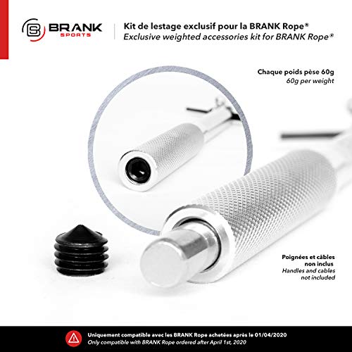 Brank Sports® Paquete de lastres para Comba Brank Rope | 2 Pesas de 60 g Cada una, 2 Tuercas y 1 Llave Allen Gratis