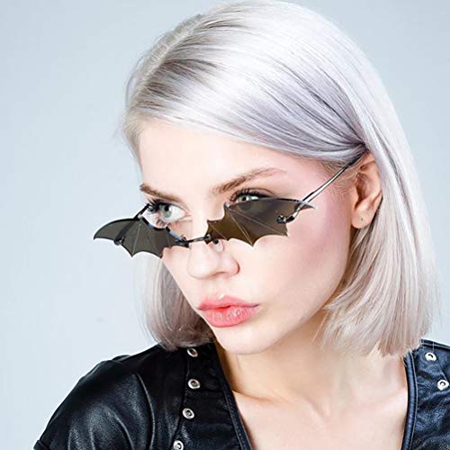 Breale Gafas de sol para mujer, diseño de murciélago, estilo hip hop, sin mangas, protección UV, con lentes de colores