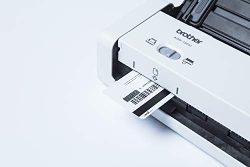 Brother ADS-1200 - Escáner departamental compacto y potente (hasta 50 ppm, resolución óptica hasta 600 x 600 ppp, ranura para tarjetas plásticas de identificación) blanco