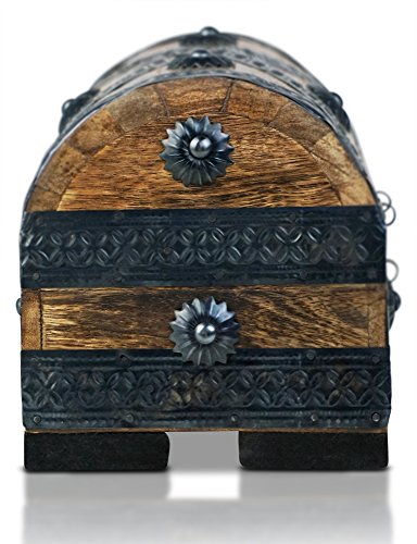 Brynnberg - Caja de Madera Cofre del Tesoro con candado Pirata de Estilo Vintage, Hecha a Mano, Diseño Retro 20x11x11cm