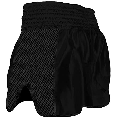 Buddha Fight Wear. Short Retro Premium Negro. Especialmente diseñado para el Kick Boxing, Muay Thai, K1 o Cualquier modalidad de Deportes de Contacto. Talla M (50 a 60 Kgs)