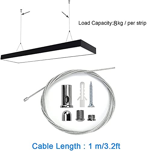 BUZIFU Kit de Suspensión Paneles LED Cable de Suspensión Acero Inoxidable 1,5 mm x 1 m Cuerda de Candelabro Soporte de Lámpara para Lámparas de Techo LED 8 Piezas Cuerda de Suspensión Posicionada