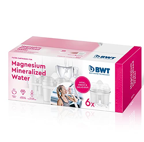 BWT - Pack 6 Filtros con magnesio que mejora sistema inmurológico, reduce cal, cloro, impurezas del agua y mejora sabor - Pack para medio año