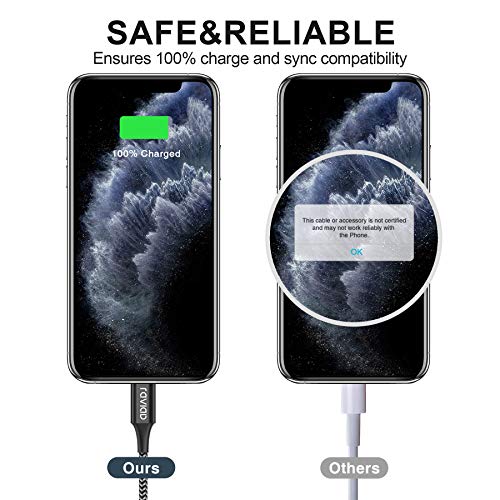 Cable Cargador iPhone, [3Pack 2M] Cable Lightning Carga Rápida Trenzado de Nylon Compatible con iPhone 11 Pro XS MAX XR X 8 Plus 7 Plus 6S 6 Plus 5 5S 5C SE - Negro