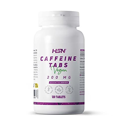 Cafeína Anhidra de HSN | 200mg | Efecto Rápido | Termogénico + Estimulante + Activador | Aumenta la Concentración y Rendimiento Deportivo | No-GMO, Vegano, Sin Gluten | 120 Tabletas