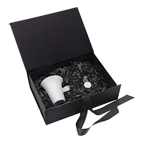 Caja de regalo de reutilizable Creative box,cajas de cartón caja con tapa Caja de regalo con magnética,caja de regalo de lujo premium con cinta Cajas de regalo con tapas para presentar (Black)
