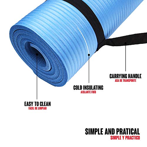 CalmaDragon 85611 Esterilla para Yoga NBR, Colchoneta Antideslizante, Ideal para Pilates, Ejercicios, Fitness, Gimnasia, Estiramientos (Azul, 183 x 60 x 1 cm)