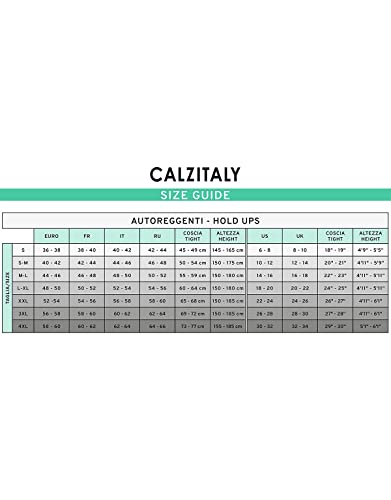 CALZITALY Medias para Liguero, Pantys Transparerentes de Mujer | S, M, L, XL, 2XL, 3XL, 4XL | Negro, Natural | 15 DEN | Made in Italy (S, Negro)