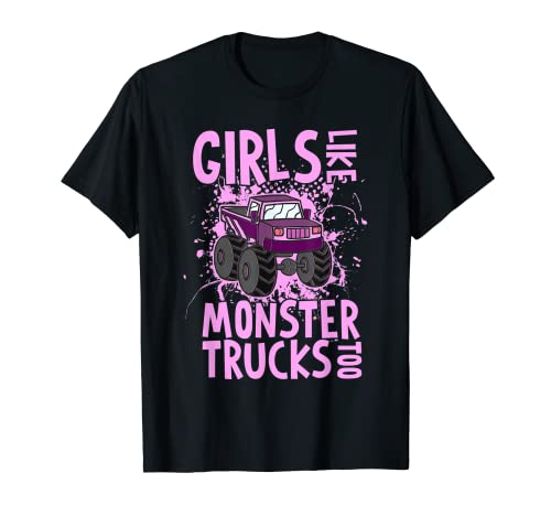 Camión Monstruo Rosa Coche De Músculos Chicas Mujer Chica Camiseta