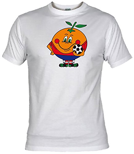 Camiseta Naranjito Adulto/niño EGB ochenteras 80´s Retro (M, Blanco)