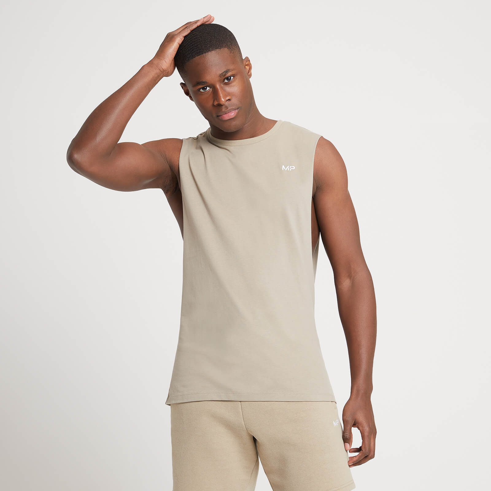 Camiseta sin mangas con sisas caídas para hombre de MP - Marrón grisáceo - L