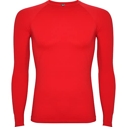 Camiseta Térmica Manga Larga | Niño | Tejido técnico Profesional | Transpirable | Unisex (Rojo, 8)