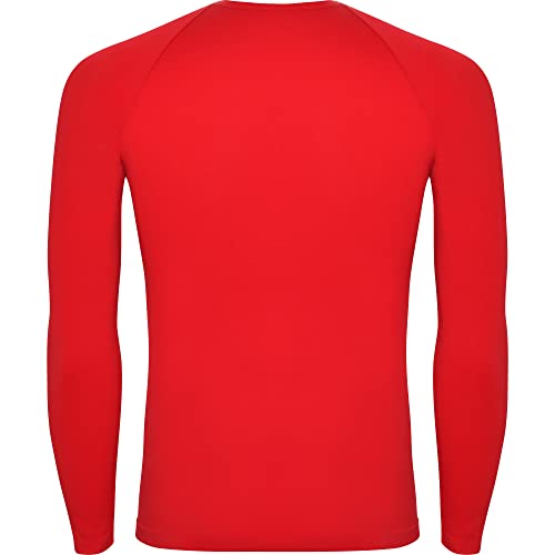 Camiseta Térmica Manga Larga | Niño | Tejido técnico Profesional | Transpirable | Unisex (Rojo, 8)