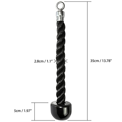 CampTeck U7223 Cuerda de Tríceps con una Sola Mano, Accesorio de Cable de Cuerda de Tríceps con Mosquetón - Negro