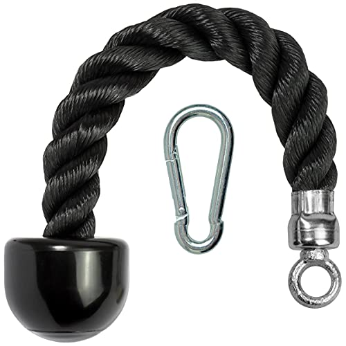 CampTeck U7223 Cuerda de Tríceps con una Sola Mano, Accesorio de Cable de Cuerda de Tríceps con Mosquetón - Negro