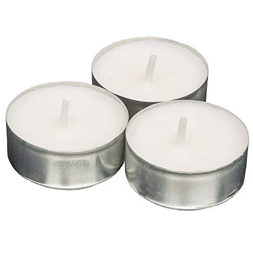 Candelo - Juego de 100 Velas de té en blanco sin aroma – 3,5 x 1,8 cm cada vela – 4 horas de combustión Carcasa de aluminio