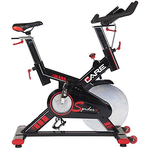 CARE FITNESS - Bicicleta electrónica Spider - Bicicleta estática de spinning - Peso de inercia de 24 kg - Posición parecida a una bicicleta real