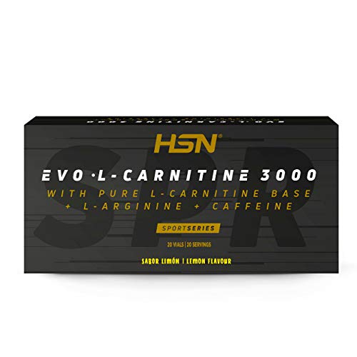 Carnitina Líquida de HSN Evo L Carnitine 3000 | Con L-Carnitina + Arginina + Cafeína + Vitamina B6 | Vegetariano, No-GMO, Sin Gluten, Sin Lactosa | Sabor Limón ​| 20 Viales de 10m