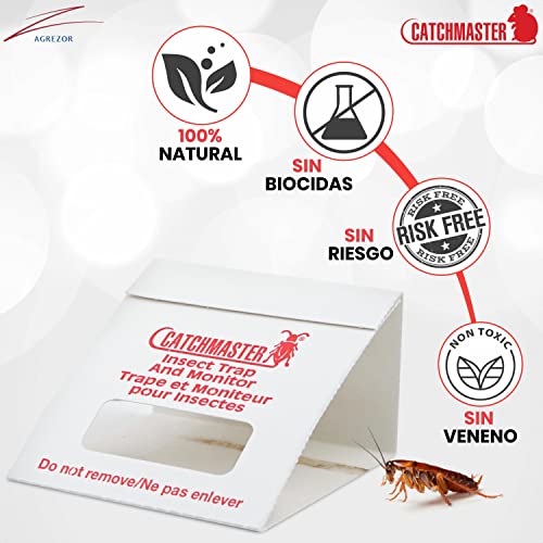 Catchmaster 100i - 30 Piezas - Seguimiento de máxima calidad, trampas cucarachas adhesivas fabricadas en Estados Unidos, Sin veneno ni biocidas, Medio contra Cucarachas grillos, dermápteros, arañas