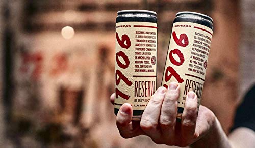 Cerveza 1906 Reserva Especial - Paquete de 24 latas de 330 ml – Bebida alcohólica 6,5% de volumen en alcohol – Cerveza en lata Para una Inmensa Minoría, La Milnueve – Maltas tostadas – Hijos de Rivera
