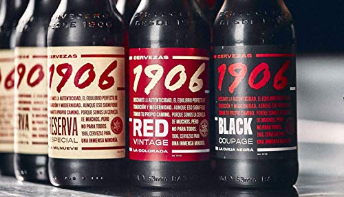 Cerveza 1906 Reserva Especial - Paquete de 24 latas de 330 ml – Bebida alcohólica 6,5% de volumen en alcohol – Cerveza en lata Para una Inmensa Minoría, La Milnueve – Maltas tostadas – Hijos de Rivera