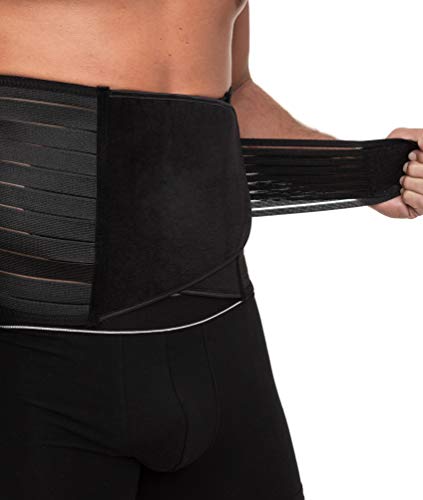 Channo Faja Cinturón Lumbar para Espalda Hombre y Mujer Doble Ajuste Fuerte (Negro, L/XL)