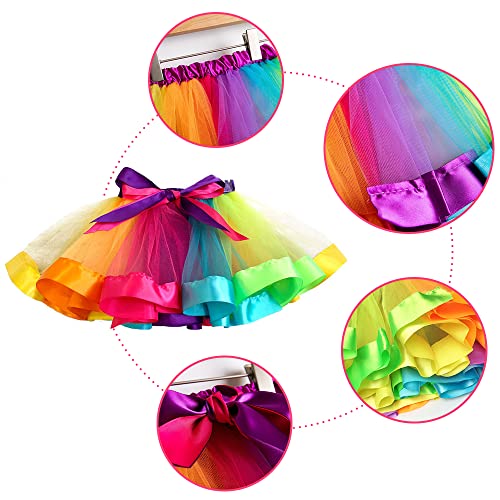 CHMMY Tutu Skirt para niñas Arco Iris Falda de Ballet para Niñas Pequeñas de Tul Danza Falda Girls Rainbow Tutu Skirt Disfraces