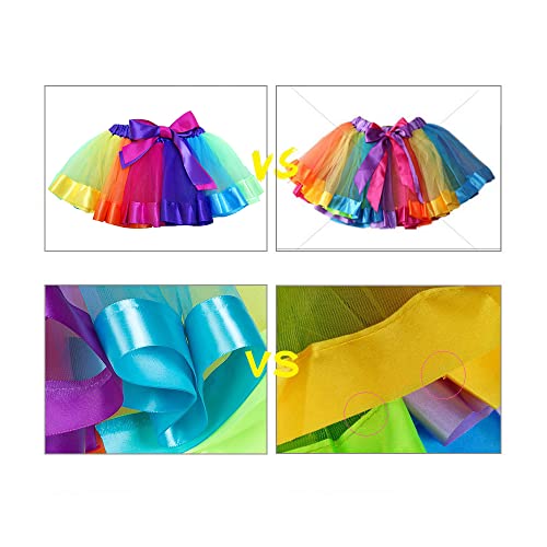 CHMMY Tutu Skirt para niñas Arco Iris Falda de Ballet para Niñas Pequeñas de Tul Danza Falda Girls Rainbow Tutu Skirt Disfraces