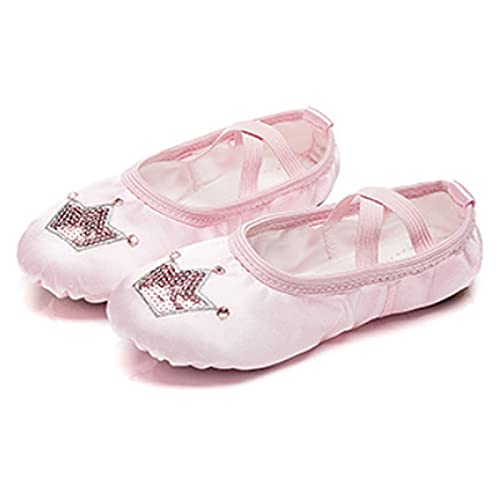CHUIKUAJ Zapatillas de Ballet-Zapatos de Ballet,Zapatillas de Ballet para Niña, Zapatillas de Baile con Suela de Cuero Partido,Pink-24=（16cm）