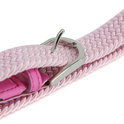 Cinturilla elástica Para niños Cintura Elástica para niñas niños, Cinturón de Goma Multicolor para mujeres de 2,5 cm de ancho y 80 cm de largo con anillo de Metal Rosado