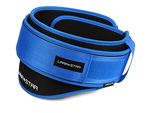 Cinturón Lumbar Profesional para Levantamiento de Pesas - Especializado para Crossfit, Peso Muerto, Sentadillas, zancadas 3 Tallas. (Azul, S)