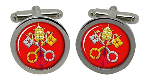 Ciudad del Vaticano (rojo) para hombre con caja de regalo de mancuernas de cromo