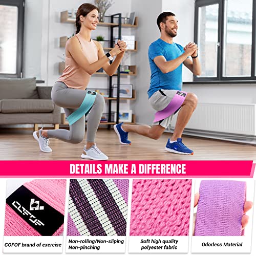 COFOF Bandas de resistencia para piernas y glúteos, bandas de ejercicio bandas de resistencia para mujeres de tela antideslizante bandas de gimnasio para sentadillas, muslos, entrenamiento (3 juegos)