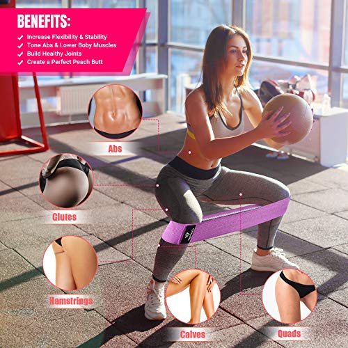 COFOF Bandas de resistencia para piernas y glúteos, bandas de ejercicio bandas de resistencia para mujeres de tela antideslizante bandas de gimnasio para sentadillas, muslos, entrenamiento (3 juegos)