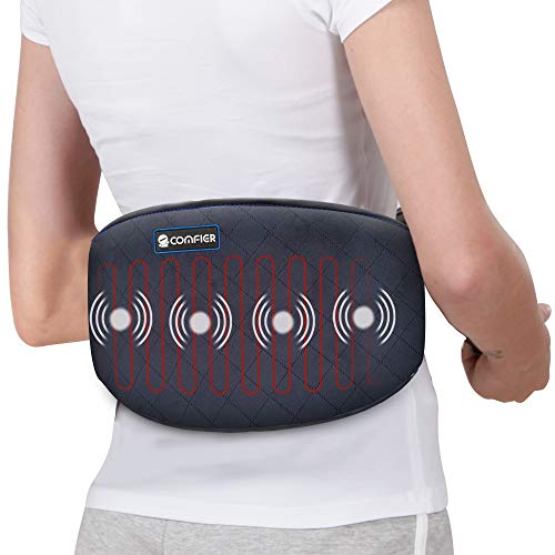 Comfier Cinturón calefactor para dolor de espalda - Cinturón para envolver el vientre con masaje por vibración, Almohadillas térmicas rápidas con apagado automático, para lumbares, abdominales