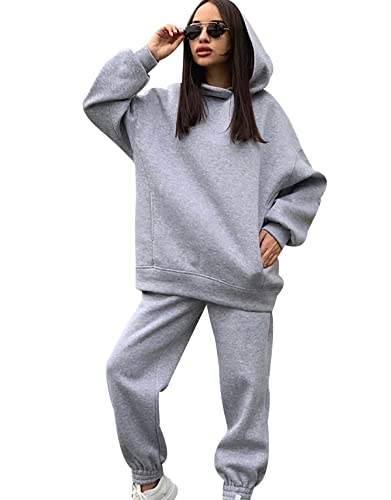 Conjunto Chandal Mujer Talla Grande Chándal Mujer Completo Loungewear Chandal Deportivo Deporte Señora Largo Tracksuit Women Chandals Mujer Invierno Chandales Mujeres Ancho Flojo Chándales Gris M