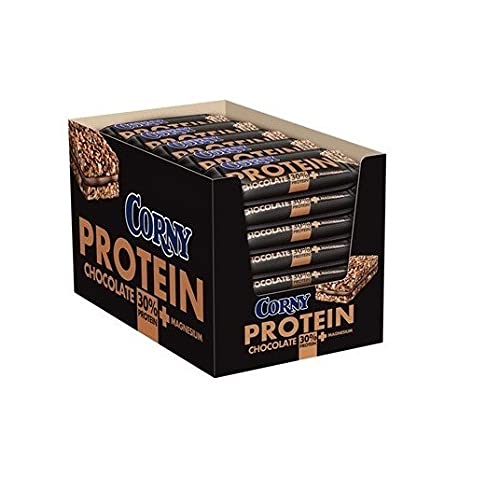 Corny Protein – Barritas de Cereales y Delicioso Chocolate con 30% proteínas & Magnesio para Reducir Fatiga Muscular– Pack 24 unid x 35g