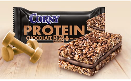 Corny Protein – Barritas de Cereales y Delicioso Chocolate con 30% proteínas & Magnesio para Reducir Fatiga Muscular– Pack 24 unid x 35g