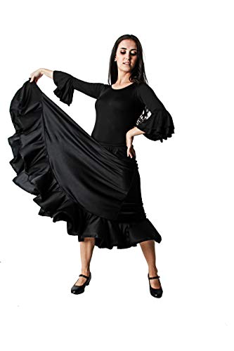 Costumizate! Falda de Baile Flamenco Negra con un Volante para Mujer Adulta Talla XL