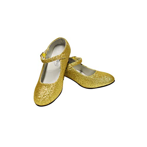 Costumizate! Zapatos de Baile Flamenco con Diferentes Tallas Desde niña a Mujer. Color Oro Purpurina Talla 32