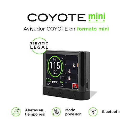 Coyote-Coyote Mini-Avisador de radares- Legal, Permitido por DGT´-Radar Fijo, Movil- Alertas de trafico y límites de Velocidad. Requiere suscripción mensual o Anual