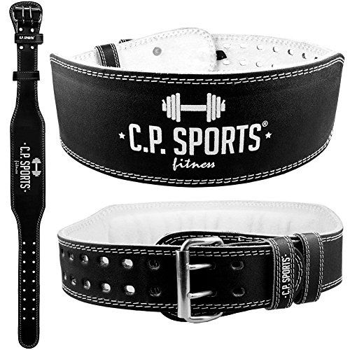 C.P. Sports - Cinturón para Levantamiento de Pesas (Piel, Talla XS-XXL), Color Negro