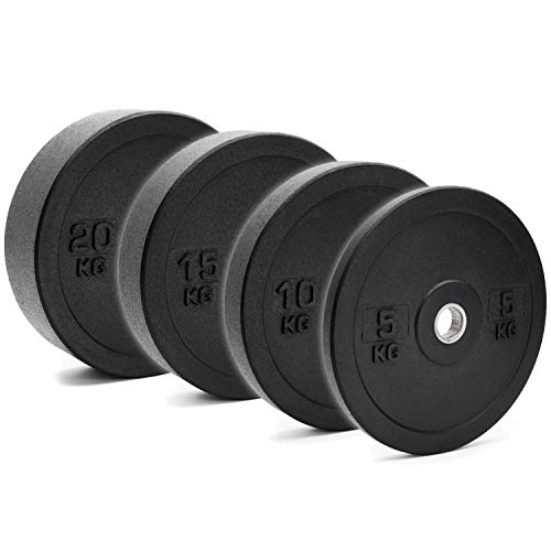 C.P.Sports Par de discos Bumper Plates – Placas de peso de goma completas y amortiguadoras para entrenamiento, disco de peso para mancuernas Ø 50/51 mm – 2 x 5 kg
