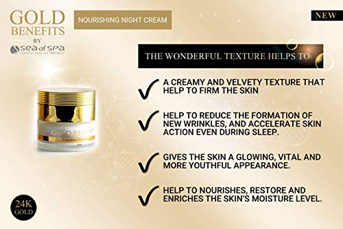 Crema Nourishing Night con Gold Benefits, rica en minerales del Mar Muerto. 24 k cuidado de la piel