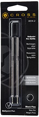Cross 8514-2 - Recambio para bolígrafos y plumas con trazo fino (paquete de 2), negro