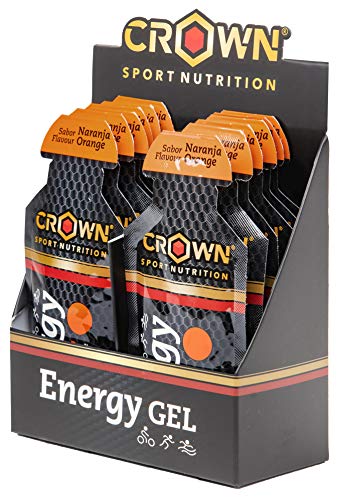 Crown Sport Nutrition Gel Energético - con o sin Cafeína - 12 unidades Carbohidratos en ratio 2:1:1 (Maltodextrina - Dextrosa - Fructosa) Ciclismo Running Deporte Entreno
