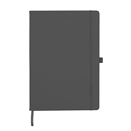 Cuaderno A4 de primera calidad, con tapa dura, con trabilla para bolígrafo, cierre elástico y marcador de cinta, bloc de notas (gris)