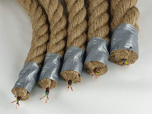 Cuerda de yute natural, diámetro de 25 mm, con cable de alimentación integrado, se vende por metros